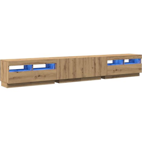 Mueble de TV luces LED madera roble artisan 260x35x40 cm vidaXL (1/4)