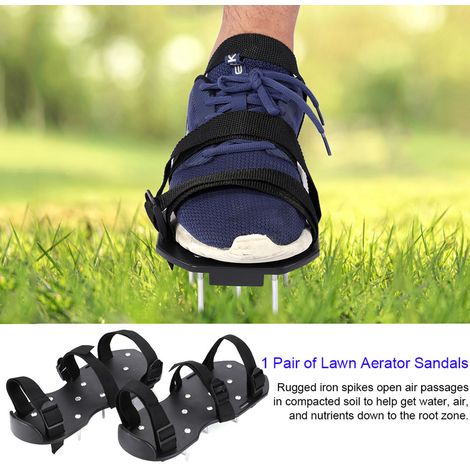 paire de sandales aérateur de pelouse, chaussures à crampons robustes pour gazon avec boucle en plastique, outil de jardinage (1/5)