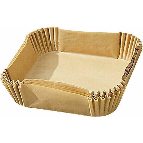 Papier de cuisson jetable carré pour friteuse à air chaud, antiadhésif, imperméable, couleur bois. (1/5)