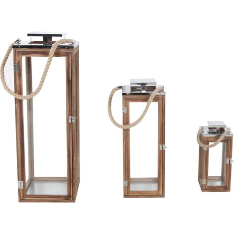 3er XXL Holz-Laternen Set braun-DMC8137 (1/3)