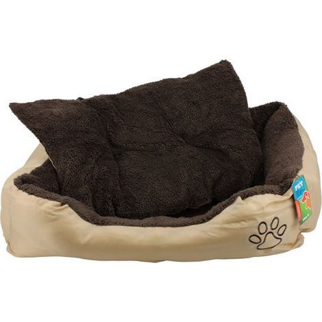 Cuccia per Animali Domestici Taglia S Imbottita Lettino per Cani e Gatti in Peluche Marrone e Beige (1/4)