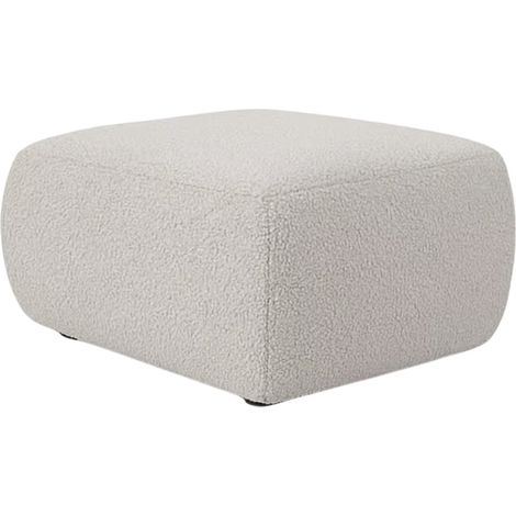 ARIEL - Pouf en tissu bouclette Gris clair 80x80x40 cm