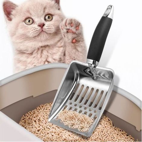 pair Pelle à litière pour chat - En métal - 26 cm - Haute qualité - Ergonomique - Nettoyage efficace (1/4)