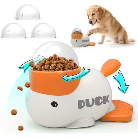 Mangeoire Interactive Canard Blanc pour Chien et Chat - Jouet Éducatif Anti-Glouton 2 en 1 - Distributeur de Croquettes avec 3 Ouvertures Réglables - Jeu d'Intelligence et Santé (1/5)