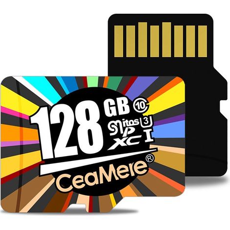 Carte micro 128Go- Convient aux caméras de surveillance, aux enregistreurs de conduite, aux téléphones portables et aux tablettes