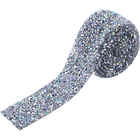 1 Mètre de Bande Décorative en Strass Cristal Étincelant avec Colle, 3cm de Largeur, Couleur AB (1/5)