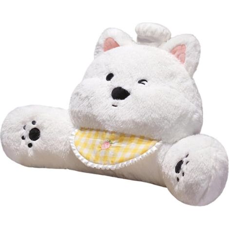Cojín de lectura y soporte lumbar de felpa con forma de perrito, apto para cama, silla de oficina, asiento de coche y escritorio, proporciona un soporte cómodo para la espalda