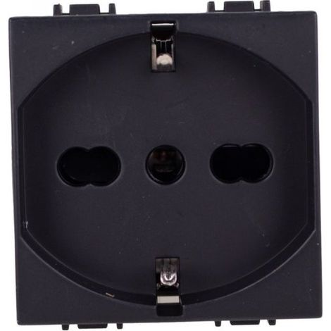 Presa Schuko 2P+T 16A Colore Nero Compatibile Con Bticino Living e Vimar Plana (1/3)
