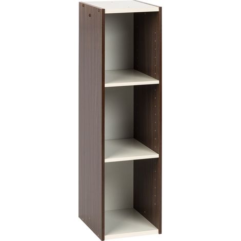 Bibliotheque Gain de Place, 3 Etageres, Marron, Réglable, Modulable, pour Salon, Bureau, Chambre, Livres, CD, Petit Meuble de Rangement, Montage Facile (1/5)