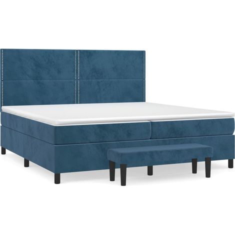 Maison Exclusive - Giroletto a Molle con Materasso Blu Scuro 200x200 cm in Velluto