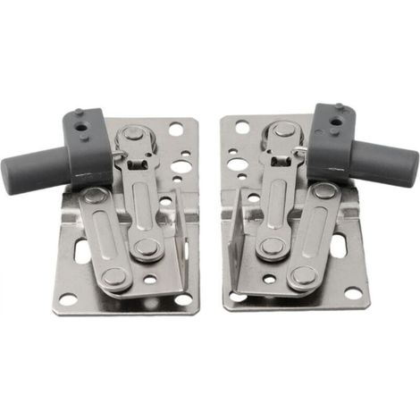 pair of soft-close, drop-down hinges with damping design, tilt-up door support frame