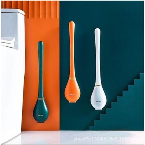 Kalavika Brosse de Toilette Brosse WC en Silicone avec Support à séchage Rapide pour Toilette de Salle de Bain, Orange (1/4)