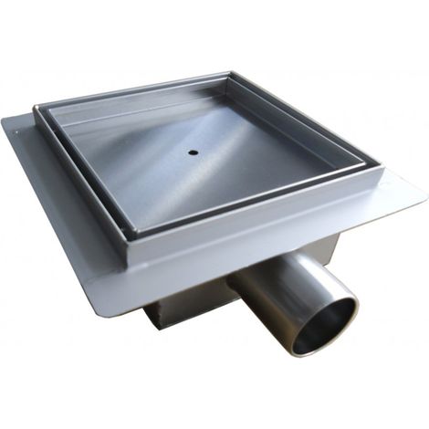 Bernstein – Caniveau de douche en acier inoxydable 20x20cm – Prêt à carreler – Débit 30 l/min – Siphon Ø 40 mm avec adaptateur Ø 50 mm