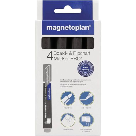 magnetoplan 1228112 Marqueur pour tableau à feuilles mobiles noir 4 pc(s)