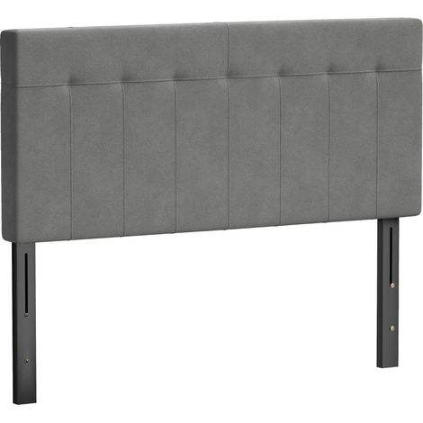 Cabecero de cama regulable en altura 140 cm gris efecto terciopelo con patas de metal (1/5)