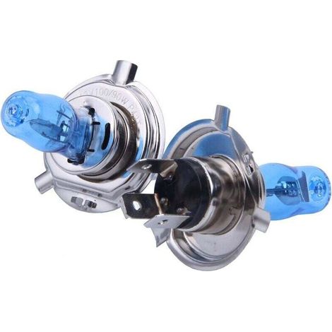 Paire Ampoules Phare Xenon H4 12V 100W 90W Blanc 6000K Lumière Intense Voiture-Crezuo (1/4)