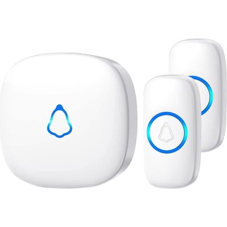 Sonnette sans Fil Exterieur Etanche, Doorbell avec 1 Récepteur + 2 Émetteur À Pile,58 Mélodies,5 Niveaux Volume 120 DB, LED, 300m (1/5)