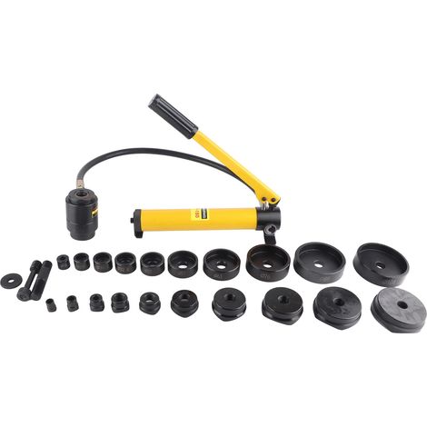 Ensemble de Kit de perforation de plaque d'acier hydraulique, pompe à main avec 10 matrices, outil de 16mm à 101mm (1/5)