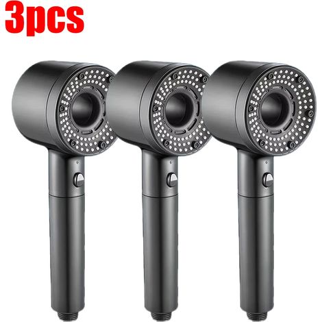(Gris, lot de 3) Pommeau de douche réglable 5 jets, grand débit, filtre, mitigeur haute pression pour économie d'eau, accessoires de salle de bain (1/5)