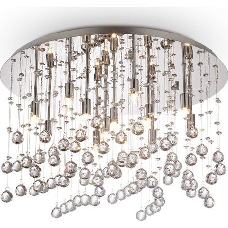 Plafoniera Contemporanea Moonlight Metallo-Cristallo Cromo 12 Luci G9 3W 3000K (1/2)