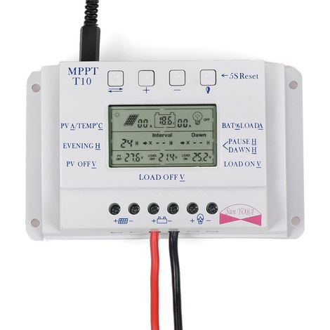Controlador de carga solar de 30 A, 12 V/24 V, con identificación automática de voltaje, regulador inteligente de panel solar con pantalla LCD y puerto USB - T30 (1/5)