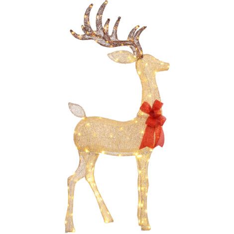 Lampe de Noël renne, décoration en acier, 137 LED blanc chaud, 66 x 25 x 135 cm, dorée (1/5)