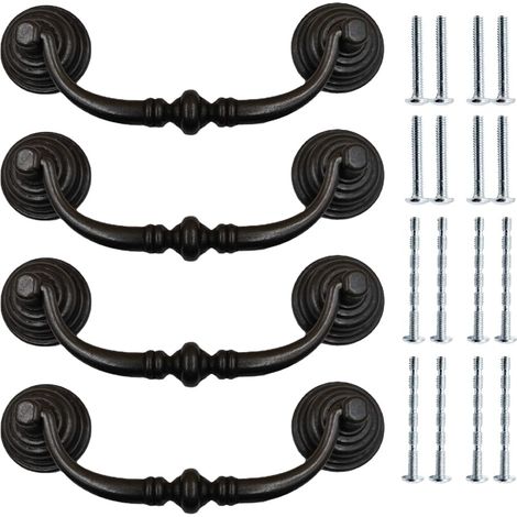 Poignee de Meuble Vintage,Poignée de Traction Laiton Antique Meubles,Boutons Avec Vis,pour Meubles de Cuisine Armoire Tiroir Commode Porte (Poignée de tirage vintage-4) (1/5)