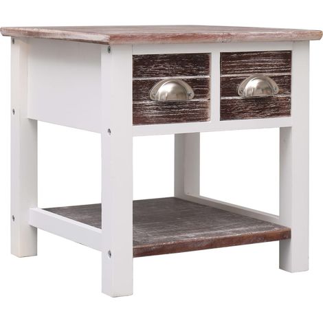 Comodino con cassetto 40 x 40 x 40 cm legno di paulownia marrone DEC032464