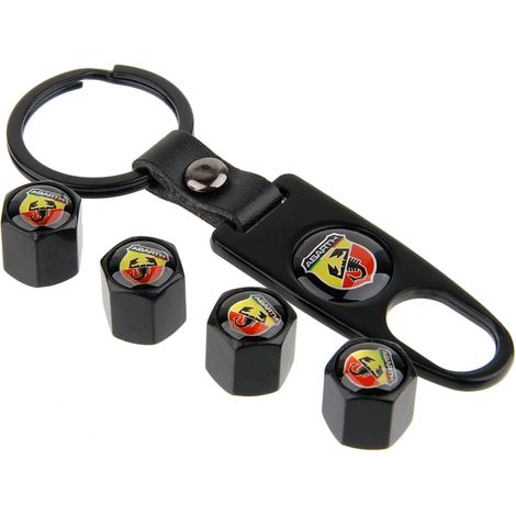 (logo autres remarques) 1 jeu de bouchons de valve de pneu en cuir pour jantes de voiture Abarth, Smart, Mopar DS, Saab, Lotus 500 Ralliart (1/3)