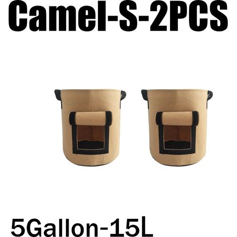 (Camel-S-2PCS) 3 styles de sacs de culture en feutre, tissu non tissé, pour pots de pommes de terre, serres et autres légumes. Outils de culture verticale hydratants. (1/4)