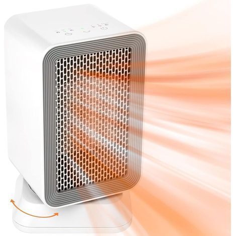 Mini Chauffage Soufflant, Radiateur Soufflant Céramique 1000W, élément Chauffant en Céramique PTC, Fonction de Chauffage Rapide en 3 Secondes, Protection Contre l'inclinaison et la Surchauffe