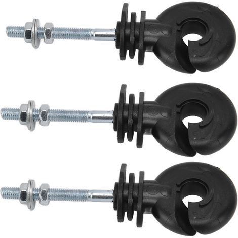 Aislador para cerca eléctrica – juego de 100 piezas con placa aislante y tornillos para soporte metálico (1/5)