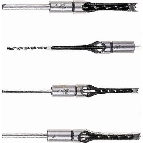 Ensemble de 4 forets à bois carrés avec adaptateur pour trous carrés de 6 à 13 mm4 models (1/5)