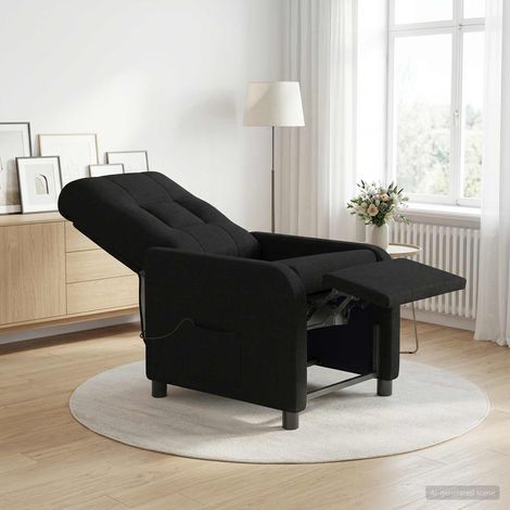 vidaXL Silla de masajes reclinable Negro Tela (1/5)
