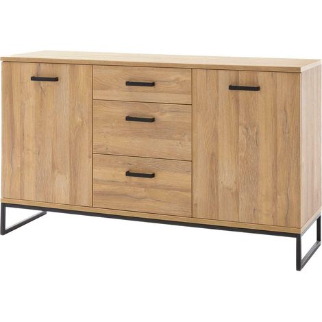 Buffet coloris chêne Grandson - Longueur 151 x Hauteur 88 x Profondeur 44 cm -PEGANE-