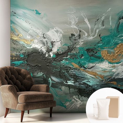 Papier peint intissé décoratif pour salon chambre et cuisine Facile à poser avec colle Tourbillon artistique 250x250 cm (1/5)