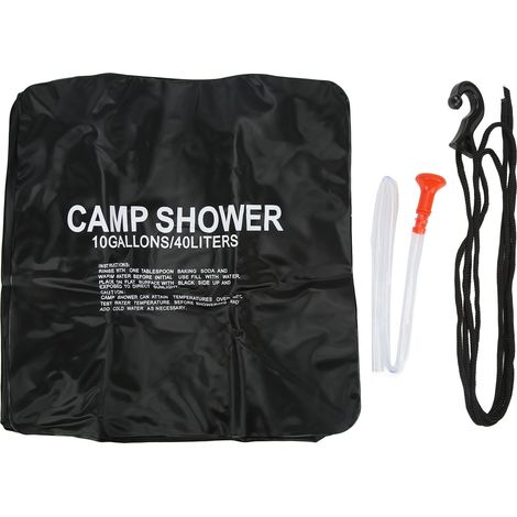 Sac de douche solaire 40L avec pommeau, en PVC résistant aux UV pour camping et plein air (1/5)