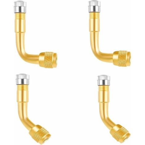 4 Pcs Professionnel Kit Adaptateur d'Extension de Valve de Pneu,Extension de Tige de Valve de Pneu, Prolongateur Coude pour Valve de Pneu, pour Voiture Camion Moto Vélo (90°, 135°) (1/5)