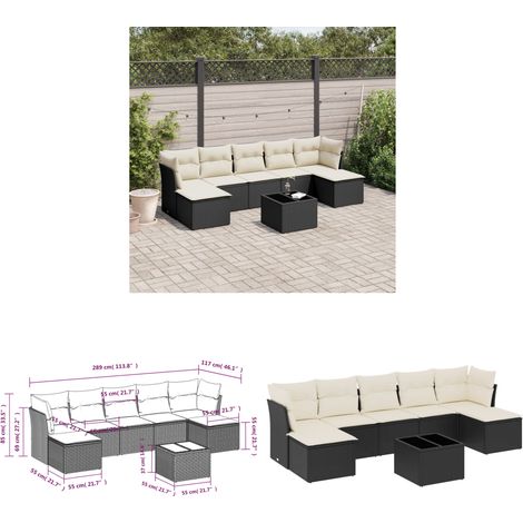 8-tlg. Garten-Sofagarnitur mit Kissen Schwarz Poly Rattan - Gartenmöbel Set - PE-Rattan Möbel - Outdoor Sofa - Esstisch - Lounge Garnitur - Home & Living (1/3)