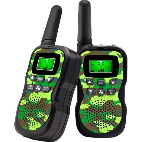 Talkie-walkie pour enfants avec écran LCD rétroéclairé et lampe torche. Portée jusqu'à 3 km. Vert.-AquaForge (1/4)