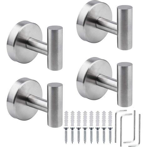 4er-Pack Handtuchhaken, Handtuchhaken aus Edelstahl SUS 304 für Badezimmer, Küche, Schlafzimmer, Garage, Schranktür oder Pool – Silber (1/5)
