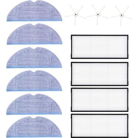 Accessoires de Serpillière pour Roborock S7 S7 plus, avec 6 D'origine Serpillière Chiffons en Microfibre,4 Hepa Filtres,3 Brosses Latérales, Compatibles Xiaomi Robot Aspirateur Rechange Set (1/3)