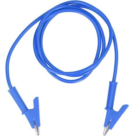 Pince crocodile double extrémité 10mm pour test batterie véhicule câble de mesure bleu