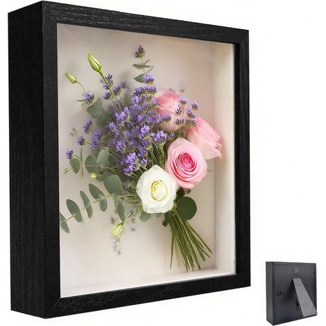 Cadre Photo 3D, 30 x 40 cm, 3D Cadre Photo Rectangulaire, avec Plaque Acrylique Transparente, Cadres Objet Profond 3cm, Vitrine Cadres en Bois, pour Objets, Noir (1/4)