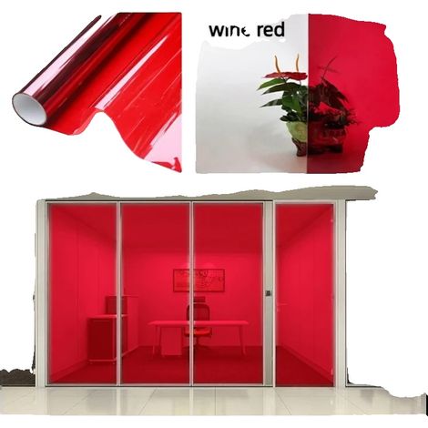 Lámina para ventanas, protección de privacidad, bloqueo UV, rojo vino, 30x500cm-b (1/2)