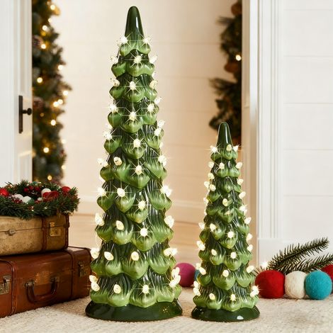 Petits Sapins de Noël Lumineux avec Lumière Chaude Décoration Table Ornement pour Bureau et Fenêtre 15 25cm (1/5)