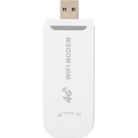 Routeur sans fil 4G LTE 150 Mbps, compatible avec 10 utilisateurs, interface USB, modem WiFi portable pour tablette et ordinateur portable (blanc). (1/5)