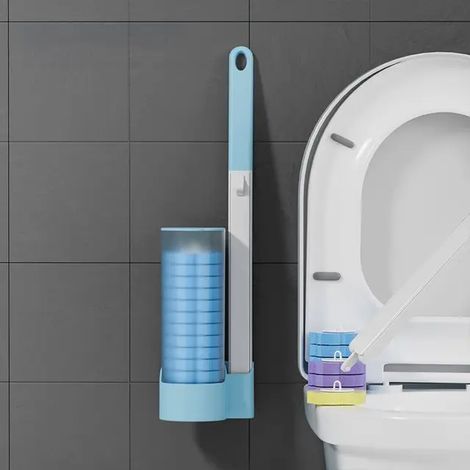 Brosse de toilette jetable à fixer au mur, outil de nettoyage de rechange pour salle de bain.-AquaForge (1/5)