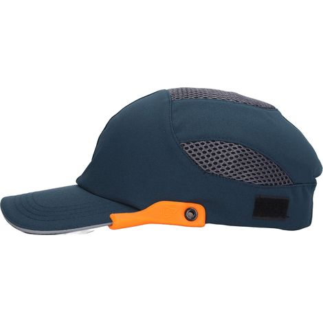 Casquette de sécurité anti-choc respirante réglable à visière pour sport et travail bleu bordure orange (1/5)
