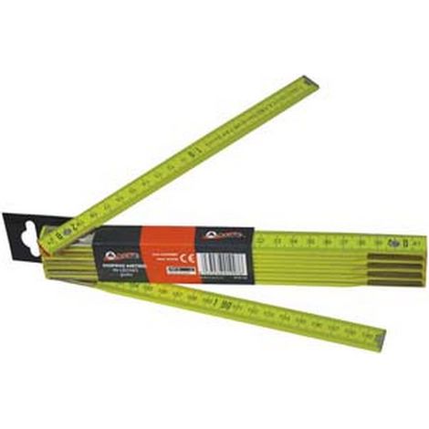10PZ DOPPIOMETRO IN LEGNO GIALLO - testata rosso/nera con bollo
